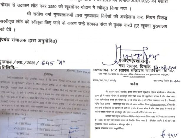 FIR सिर्फ छत्तीसगढ़ मार्केटिंग फेडरेशन तक सीमित? नागरिक आपूर्ति निगम की चावल अफरा-तफरी पर कार्रवाई कब?