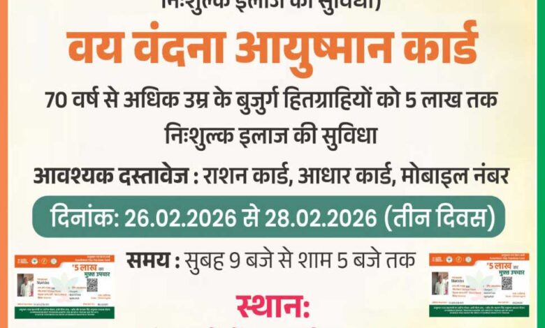 26 से 28 फरवरी तक तीन दिवसीय आयुष्मान कार्ड महाअभियान शिविर का होगा आयोजन’