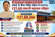 मुख्यमंत्री श्री विष्णुदेव साय ने कैंसर पीड़ित महिला के उपचार हेतु स्वीकृत की 21.69 लाख रुपये की सहायता