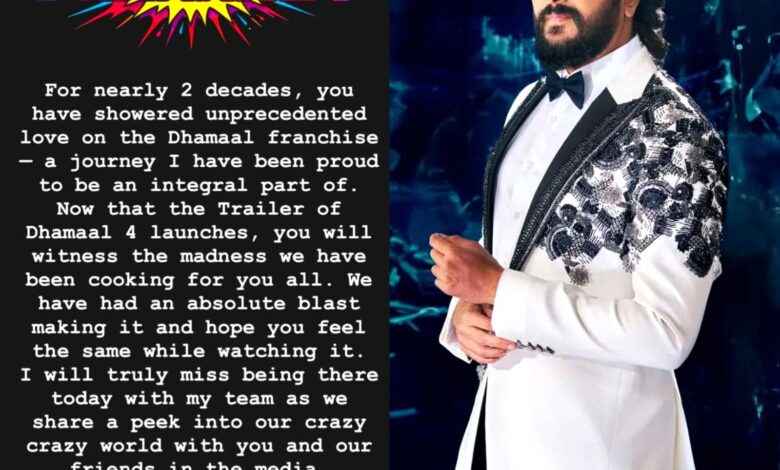 Dhamaal 4: Riteish Deshmukh gives the Trailer Launch a Miss, Pens a Warm Note for the Audience