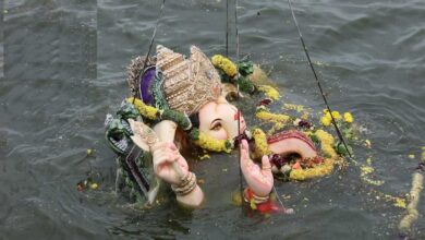 खारून नदी का बढ़ा जलस्तर, महादेव घाट के विसर्जन कुंड में मूर्ति विसर्जन पर रोक